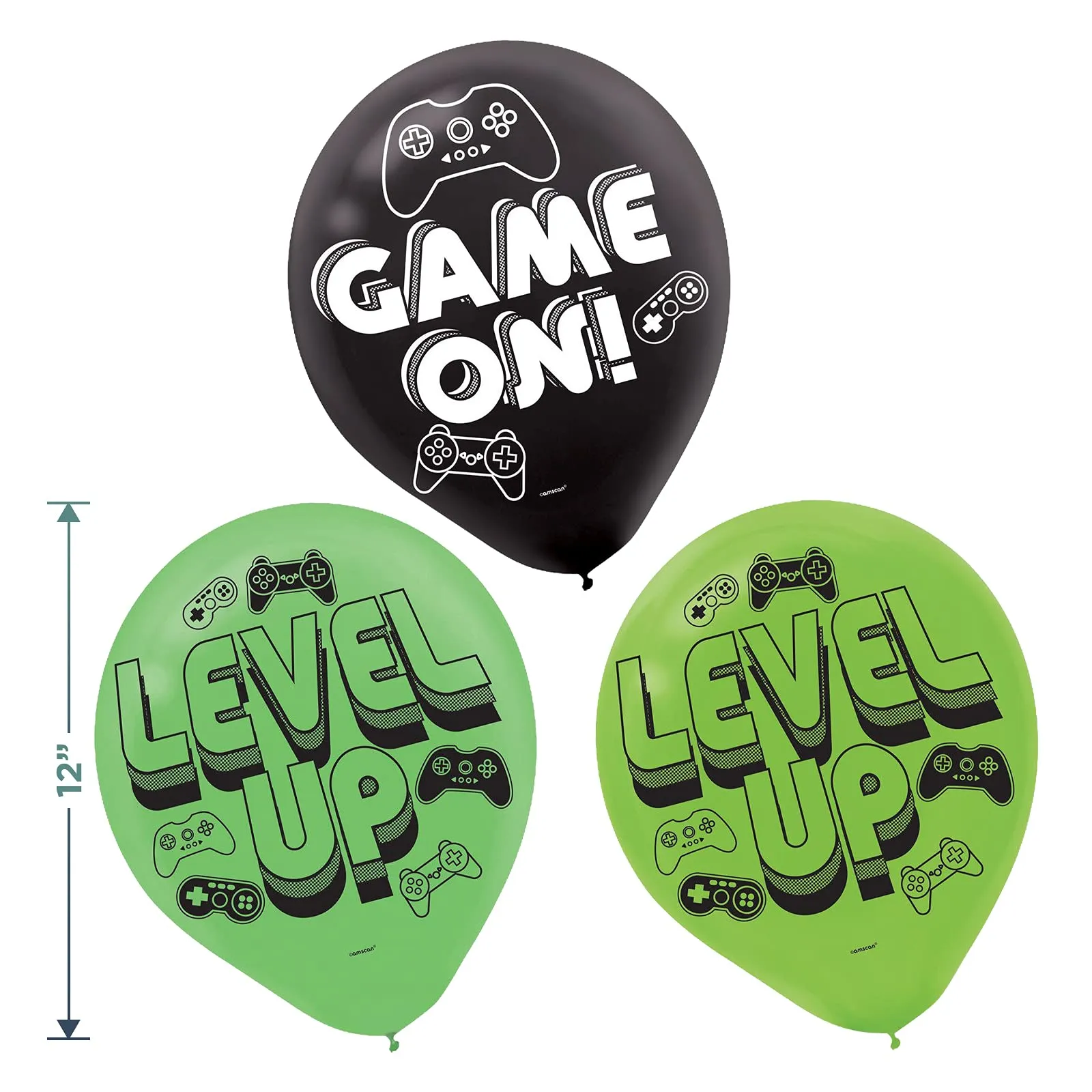 Video Game Party Level Up Gamer Paper Dessert Plates, Napkins, Cups, Table Cover, and Balloons (Serves 16)